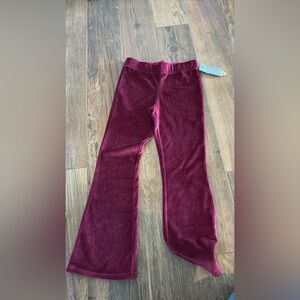 Kids Velvet Pants - Burgundy